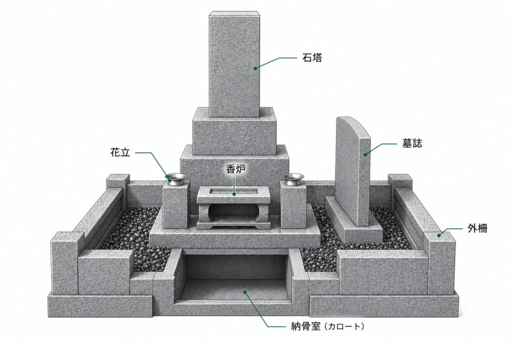 一般墓の各部名称