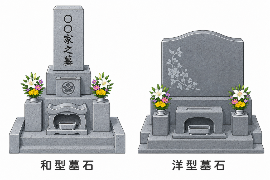 和型墓石と洋型墓石