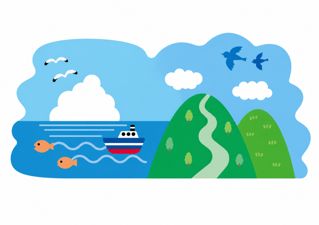 海と山